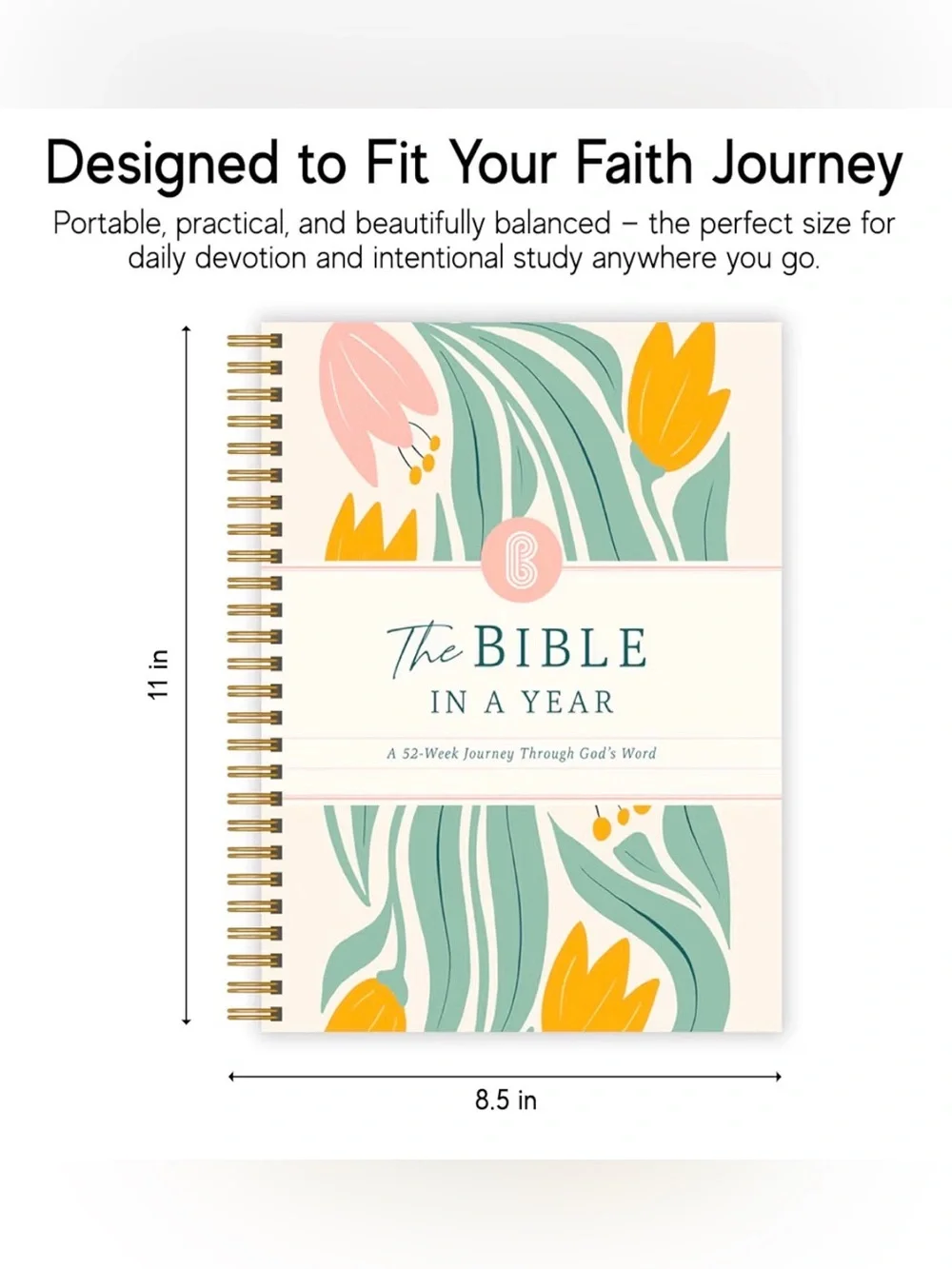 The Bible in a Year Spiral Journal - Pastel Floral